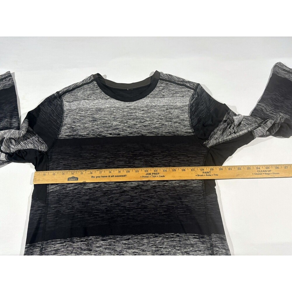 Lululemon Shirt Mens Black Stripe Gray Core Crew Rulu Long Sleeve Pullover Sz XL - Picture 4 of 8